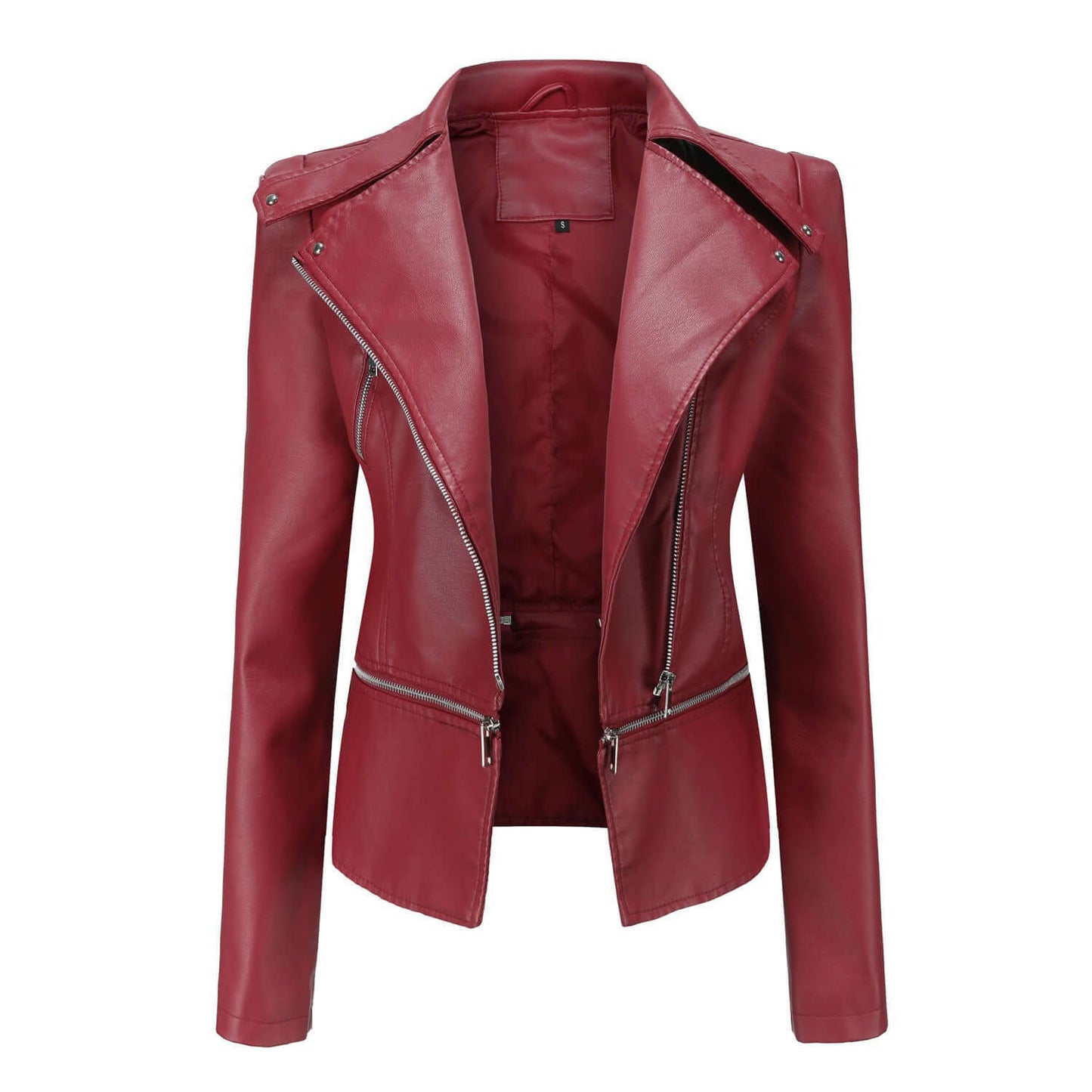 Krohn-e | Damen Slim Fit PU-Leder Motorradjacke