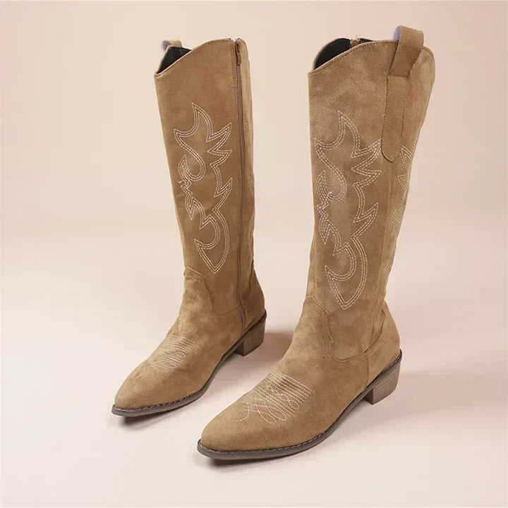 Krohn-e | Cowboy-Stiefel mit Stickerei für Damen Niedriger Absatz