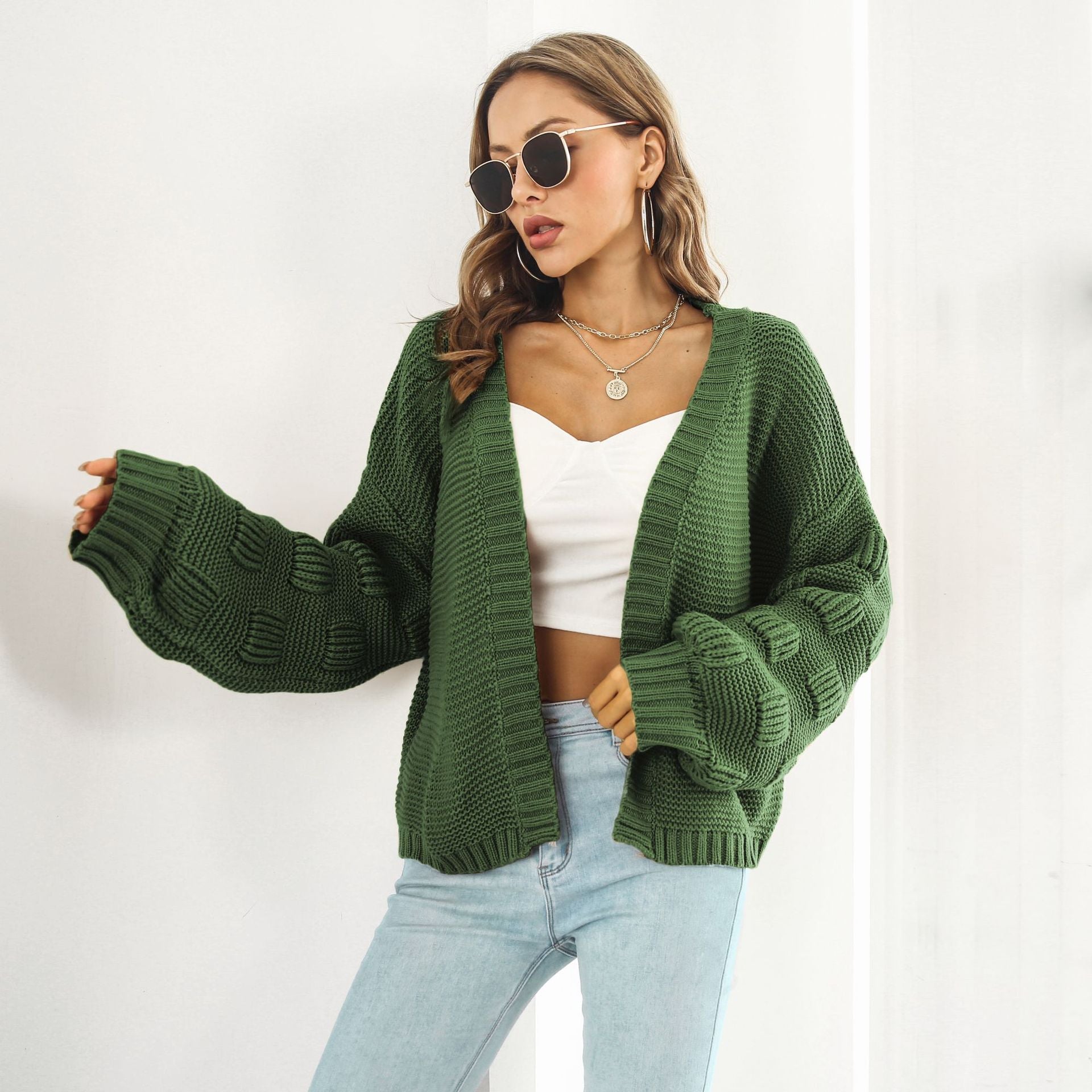 Krohn-e | Schicke & gemütliche Strickjacke mit Puffärmeln
