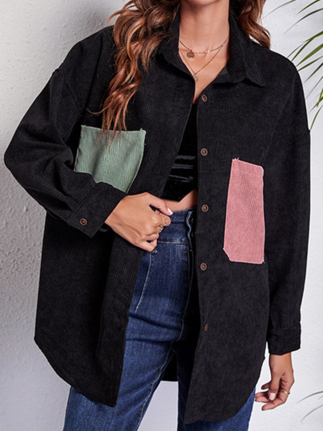 Krohn-e | Patch Pocket Fallen Schulter Hemd Jacke
