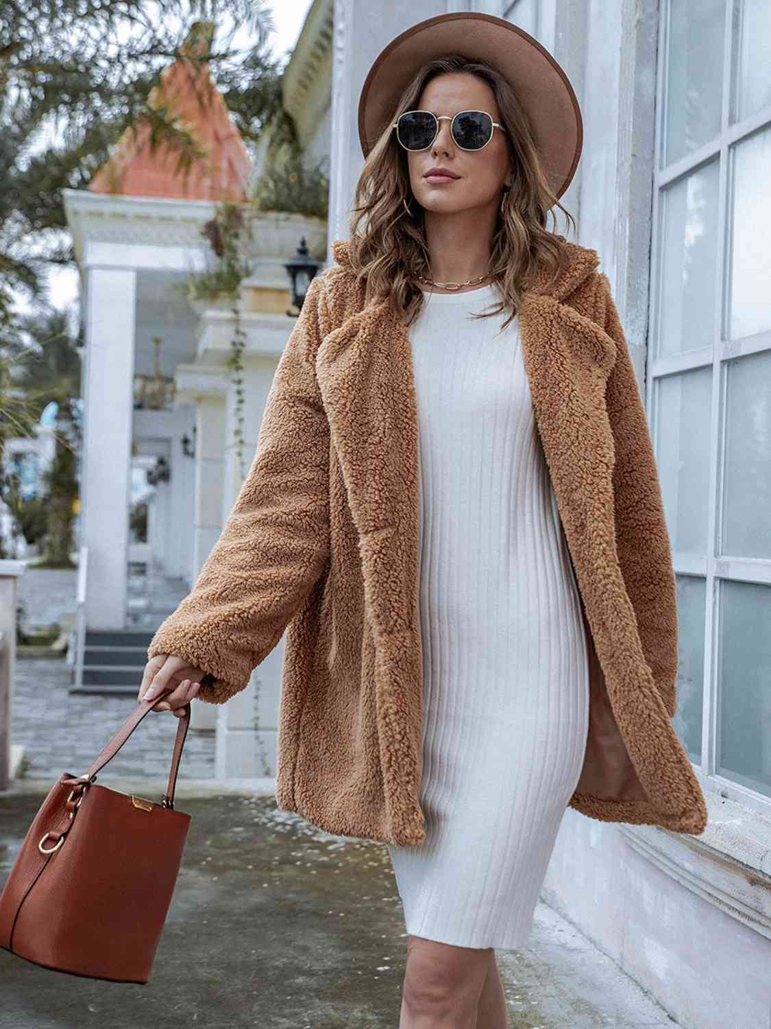 Krohn-e | Langarm Teddy Mantel mit Taschen