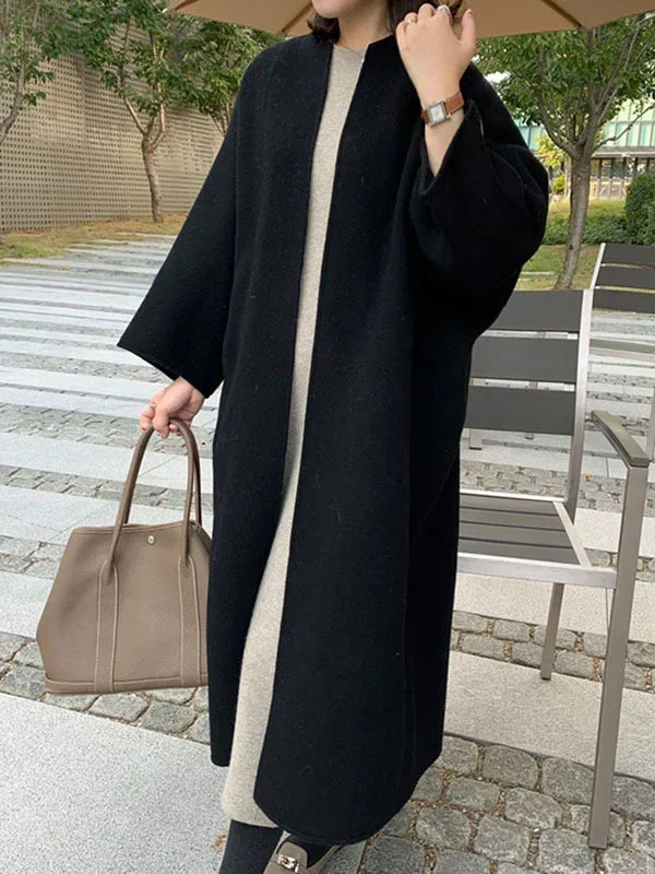Krohn-e | Langer Kreuzschnitt Ohne Knöpfe für Damen Ideal für Den Winter