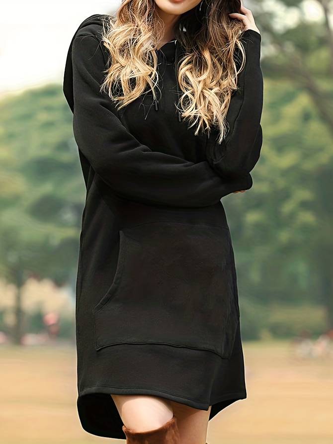Krohn-e | Kapuzenpullover Kleid mit Kapuze und Kängurutasche