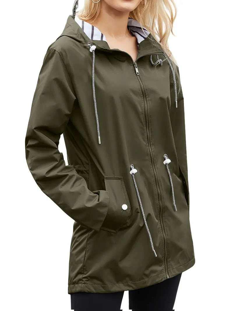 Krohn-e | Lässiger Wasserdichter Hoodie mit Langen Ärmeln, Knie-Lang für Frauen Perfekt für Herbst und Winter