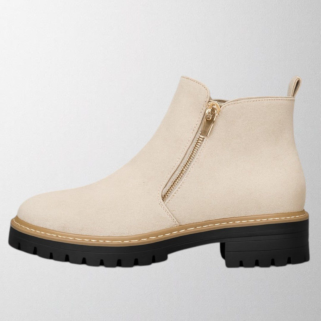KROHN-E Damen Schuhe Runde Spitze Seitlicher Reißverschluss