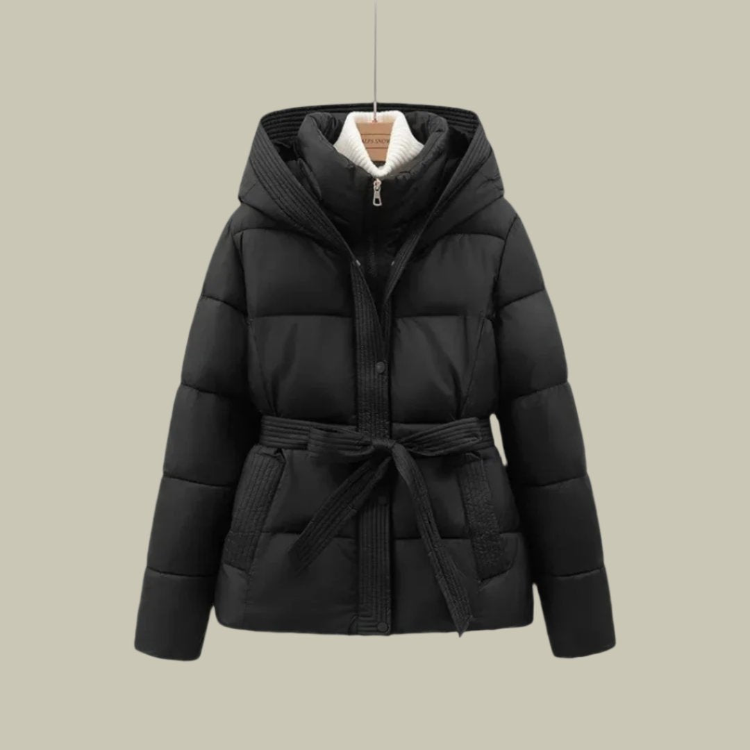 Damen-Kapuzenparka mit Gürtel von Fudus