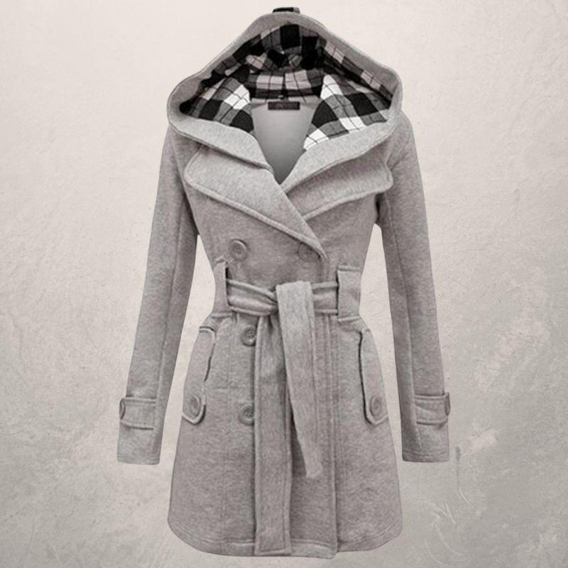 Krohn-e | Trenchcoat - Zweireihig - Kapuze - Gürtelschnalle In Der Taille - Klassischer Schnitt