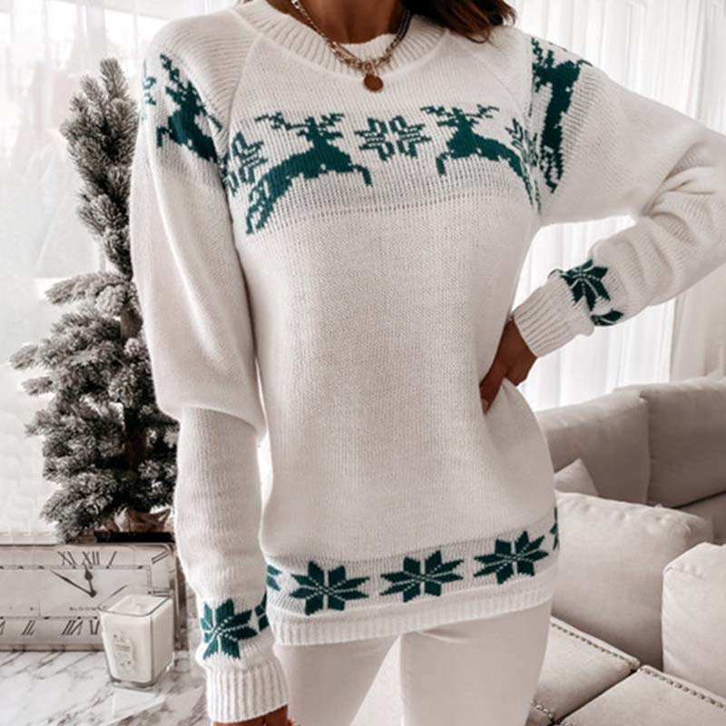 Krohn-e | Weihnachtlicher Strickpullover Mit Klassischem Print