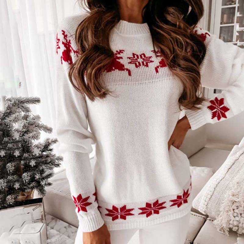 Krohn-e | Weihnachtlicher Strickpullover Mit Klassischem Print