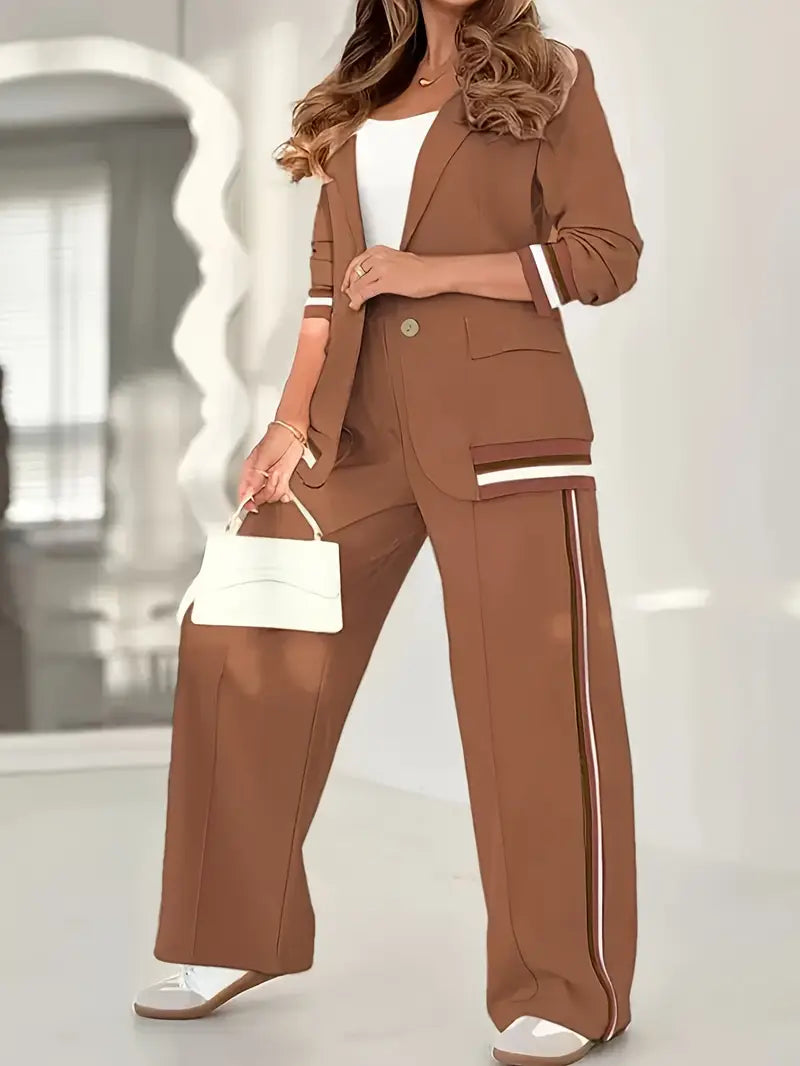 KROHN-E Damen Lounge-Set Relaxed-Fit weicher Stoff Baumwolle Freizeitanzug