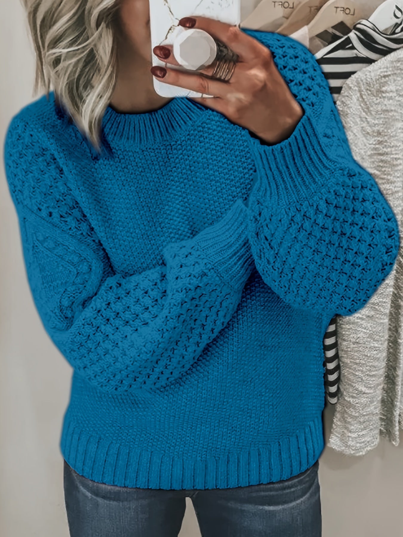 Krohn-e | Strickpullover mit Strukturärmeln Acryl Warm und Bequem