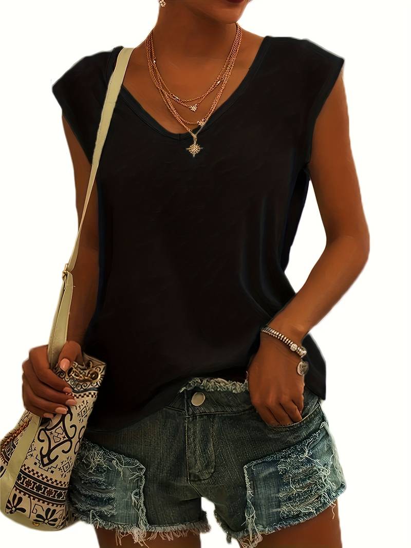 Damen-Shirt mit lässigem V-Ausschnitt und weiten Ärmeln