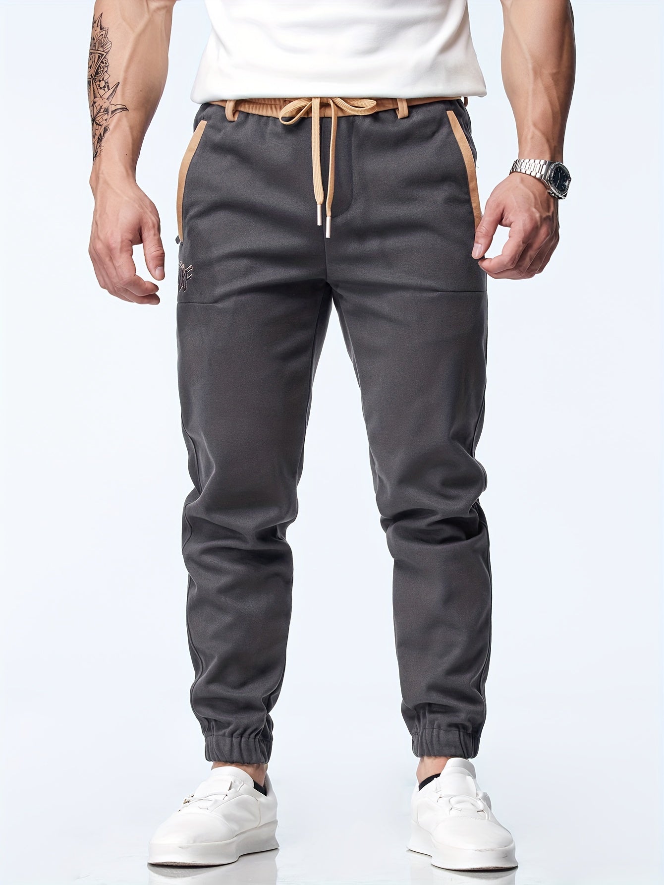 Remo | Herren Jogger Hose Slim Fit Freizeithose mit Kontrastband