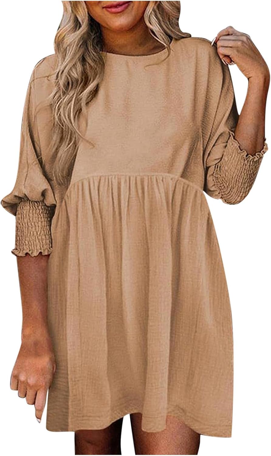 KROHN-E Damen Sommerkleid Raffung Verstellbare Träger Leicht