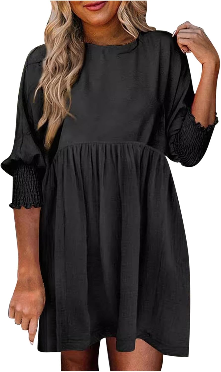 KROHN-E Damen Sommerkleid Raffung Verstellbare Träger Leicht