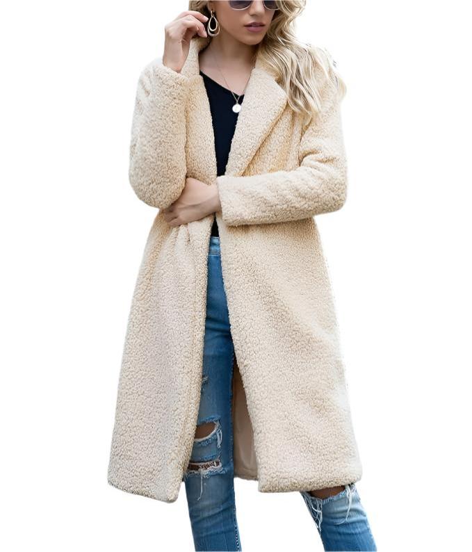 Krohn-e | lange Teddyjack Damen - warmer Winter Oversized Mantel