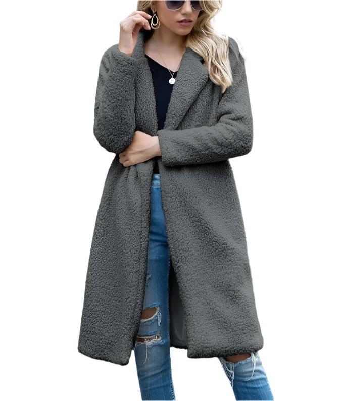 Krohn-e | lange Teddyjack Damen - warmer Winter Oversized Mantel