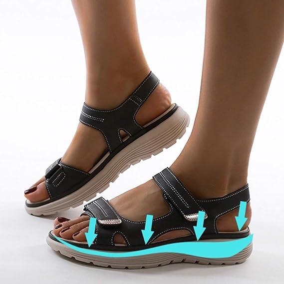 KROHN-E Damen Sandalen Verstellbar Komfort Riemen
