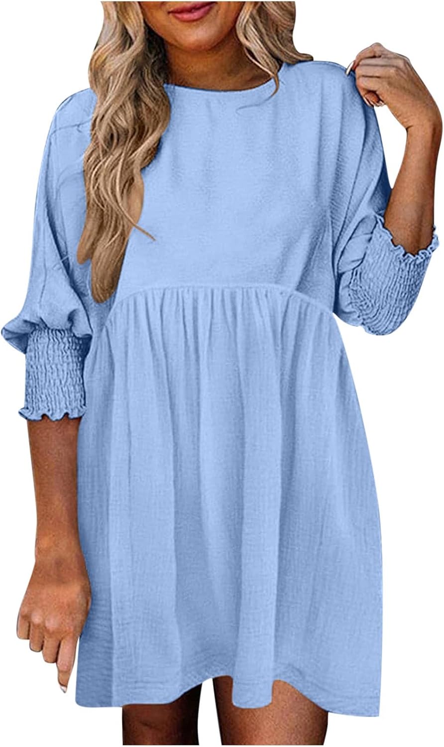 KROHN-E Damen Sommerkleid Raffung Verstellbare Träger Leicht
