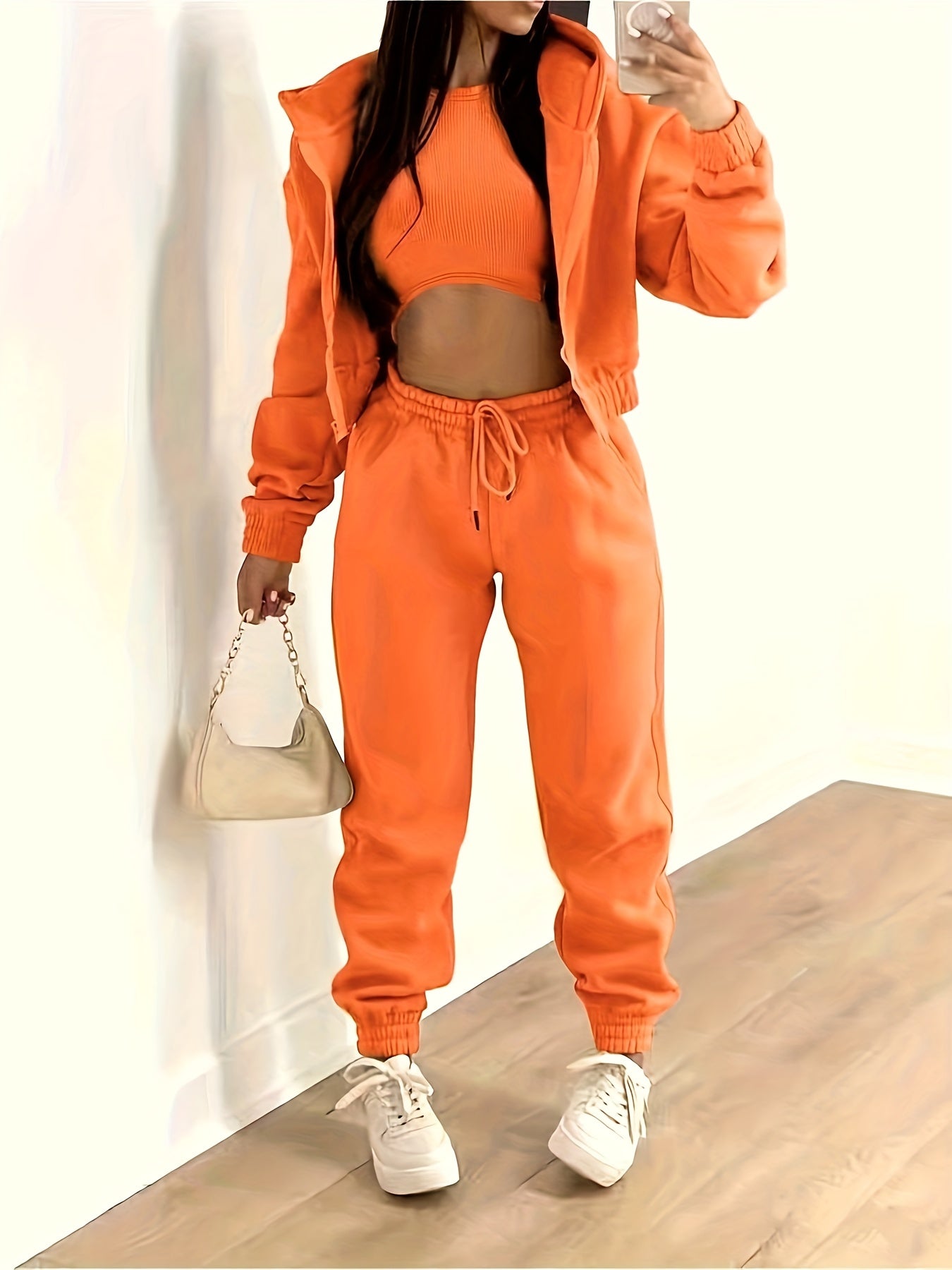 Krohn-e | Kapuzenjacke & Tanktop & Jogginghose Drei Teilige Satz Outfits