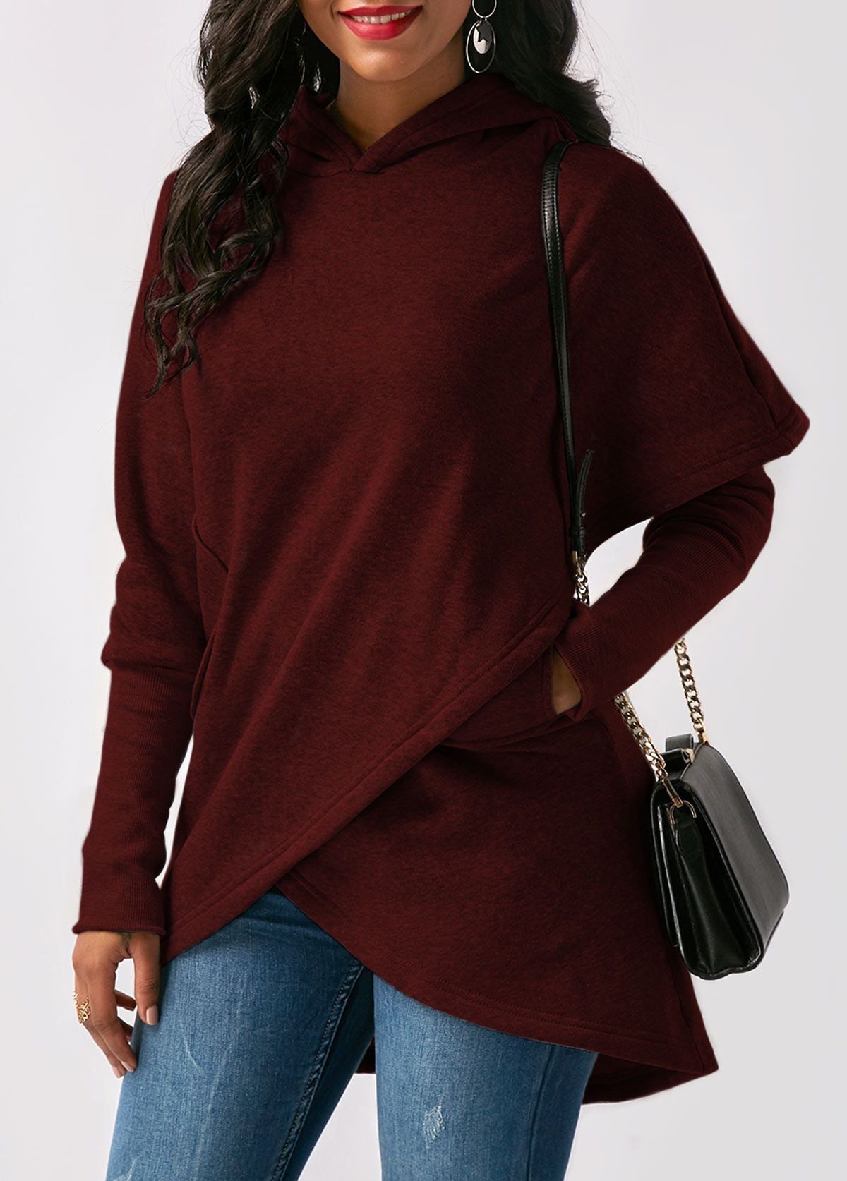 Krohn-e | Hoodie - Damen Herbst Trendy Asymmetrischer Hoodie