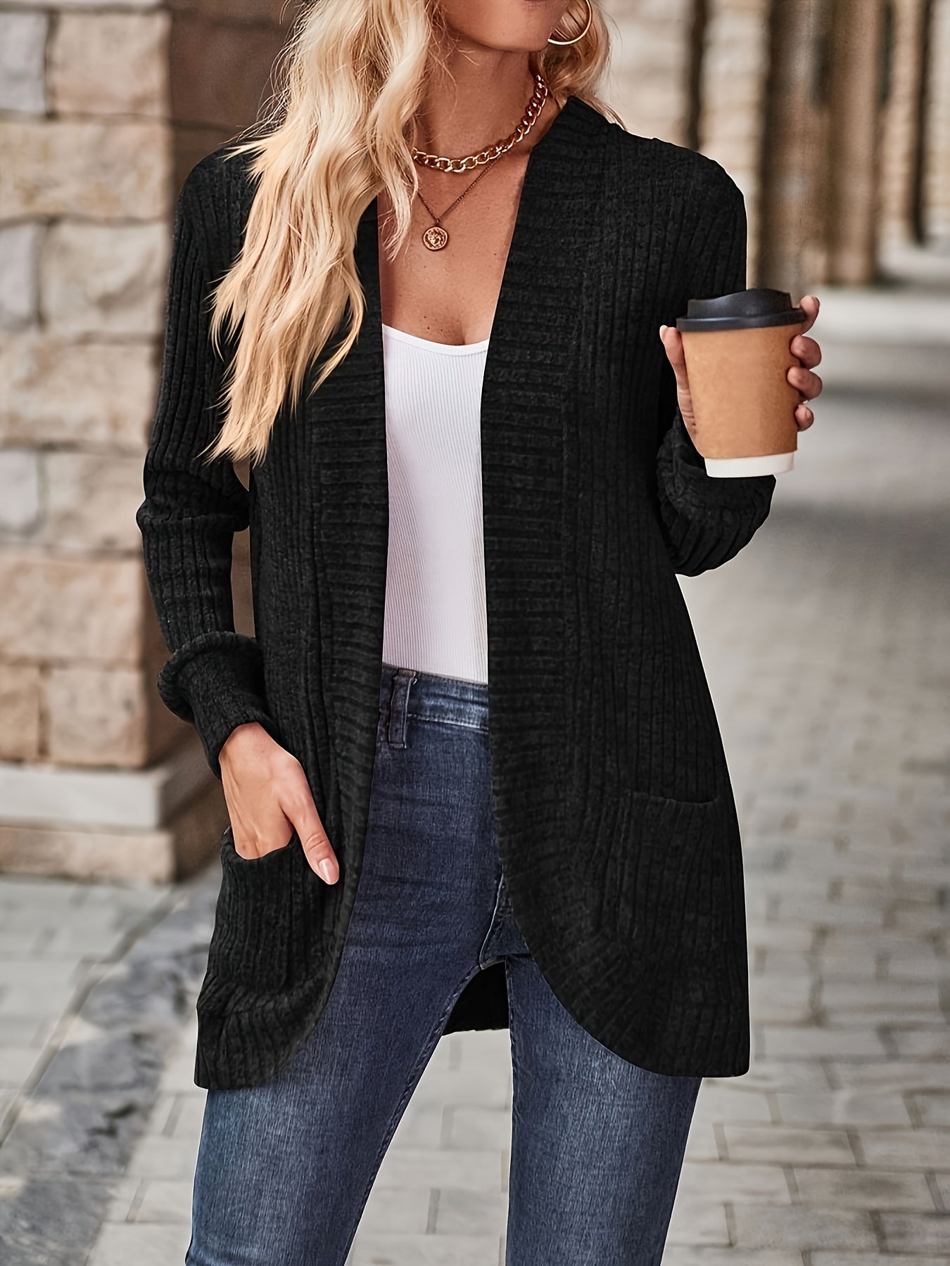 Krohn-e | Cardigan - Damen Herbst Freizeit Fleece Strickjacke