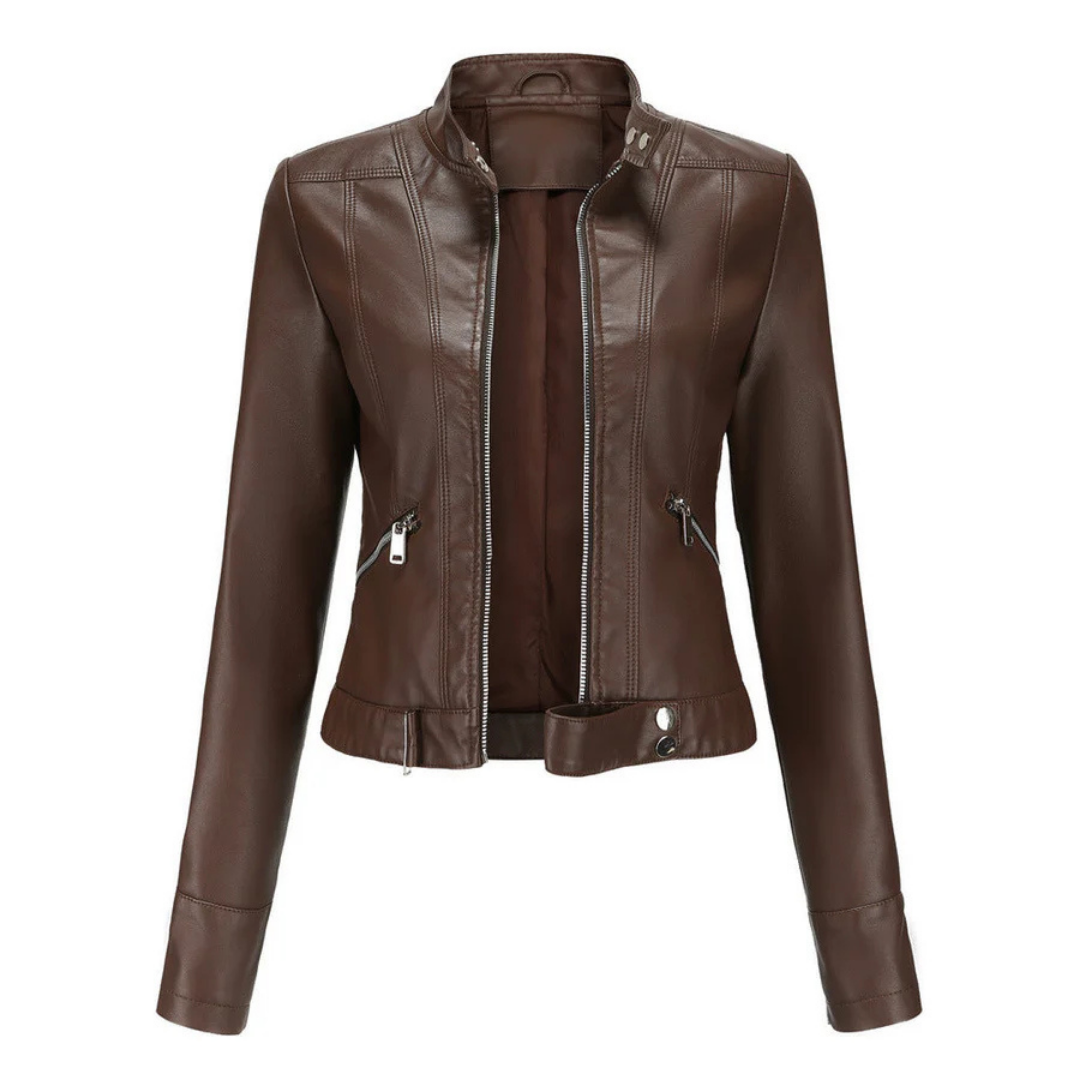 Krohn-e | Reißverschluss Kurze Biker Jacke - Langarm