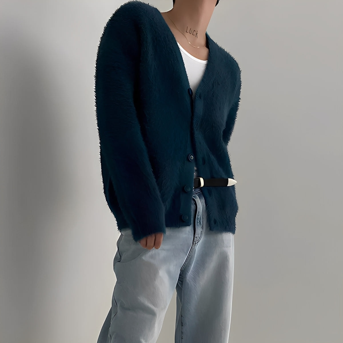 Krohn-e | Lässiger, Lässiger Strickcardigan aus Wolle für Herren