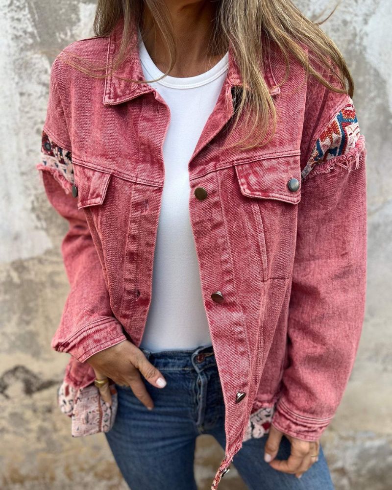 Krohn-e | Denim Patchwork Casual Jacke