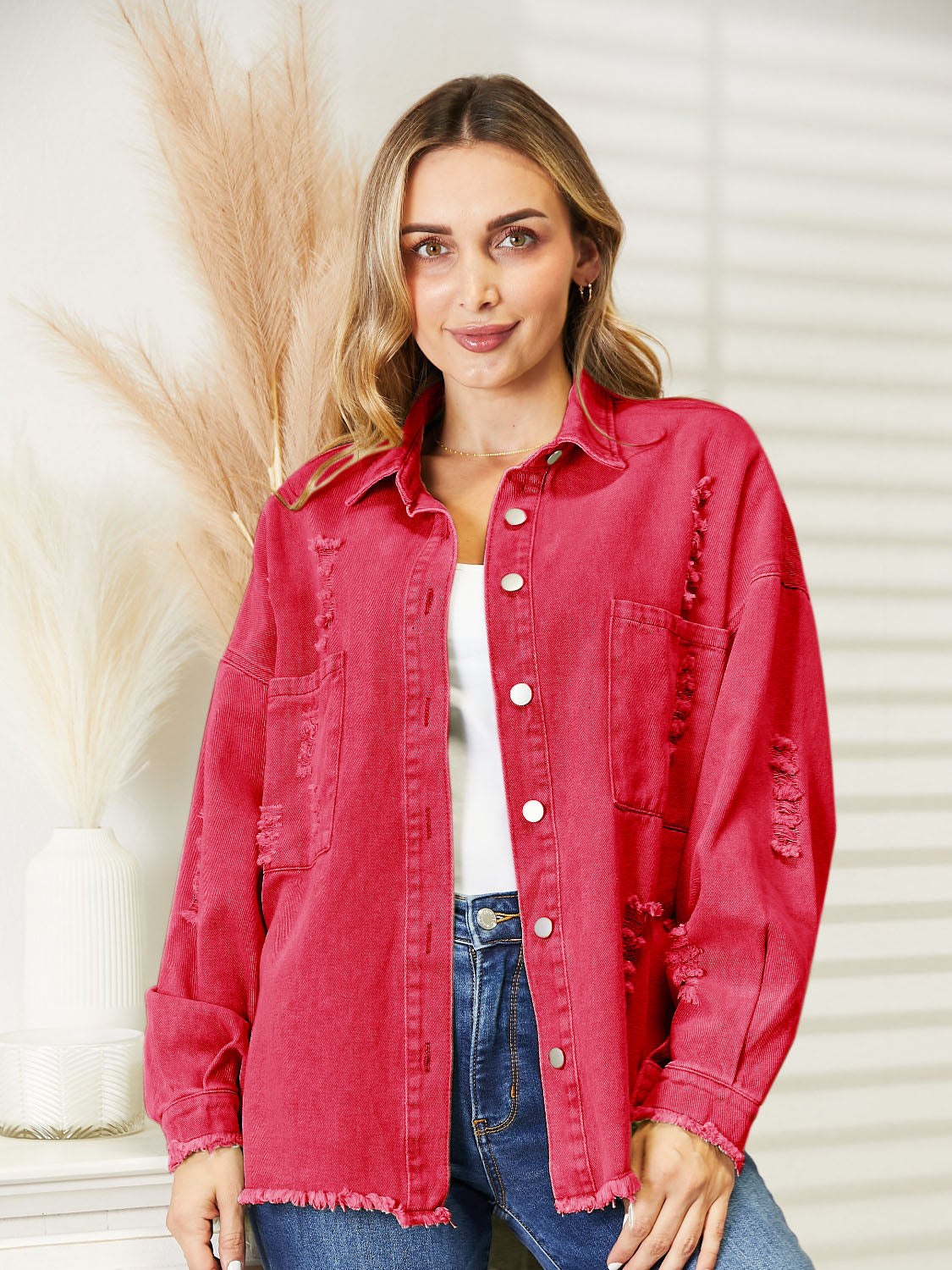 Krohn-e | Zerrissene Rohsaum-Denimjacke