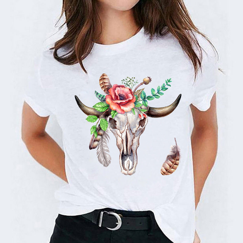 Süßes Cartoon-Shirt mit kurzen Ärmeln von Fudus
