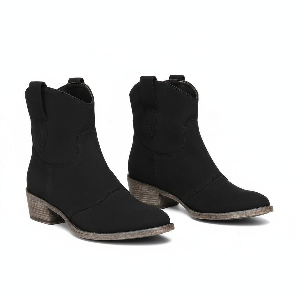 KROHN-E Damen Cowboy Ankle Boots Western-Stil Vintage Braun