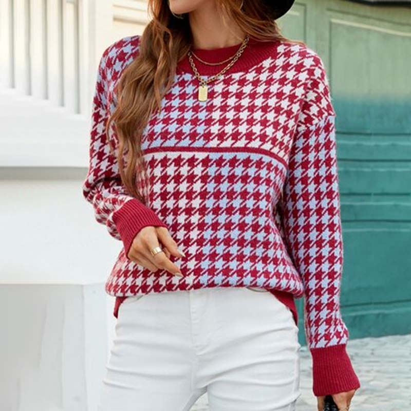 Krohn-e | Hundezahn-muster Bluse Acryl Klassisches Design