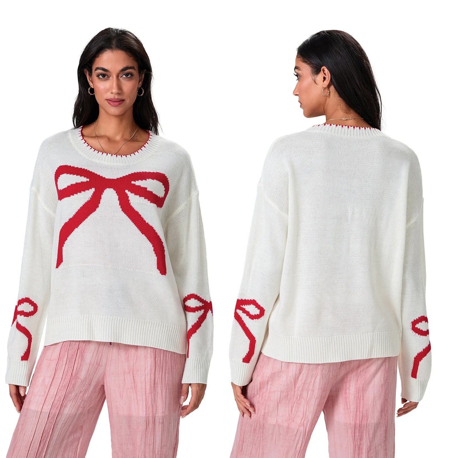 Krohn-e | Festlicher Strickpullover mit Schleifen-Design