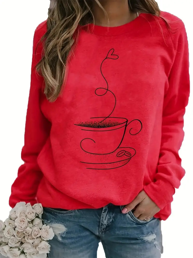 Sweatshirt with Coffee Graphic by Fudus