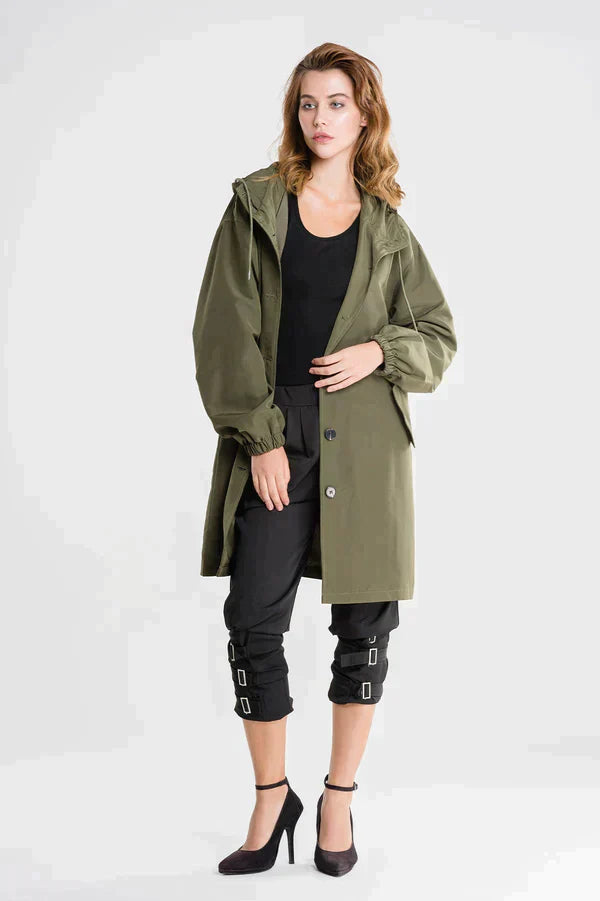 Krohn-e | Damen Wasserabweisende Jacke mit Knopfverschluss
