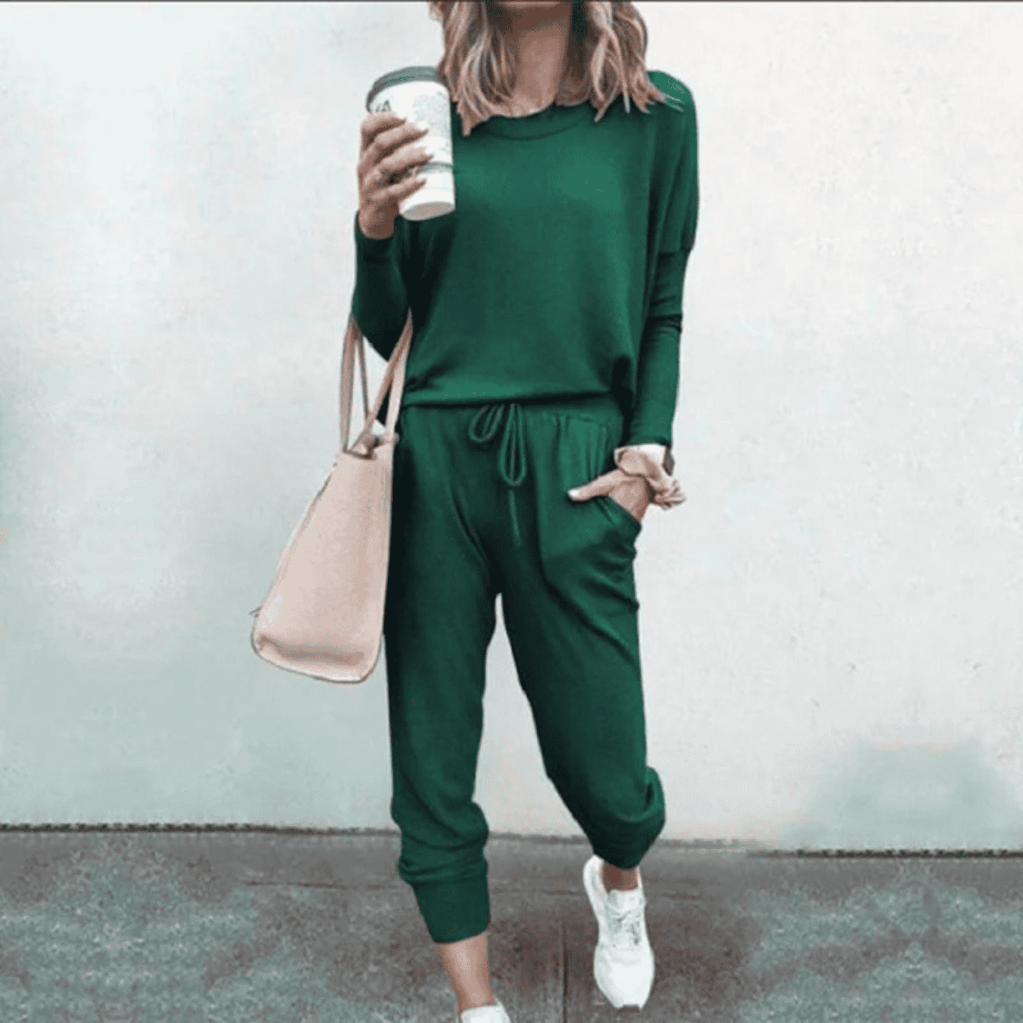 KROHN-E Damen Jogging-Set Lounge Verstellbare Taille Weicher Stoff