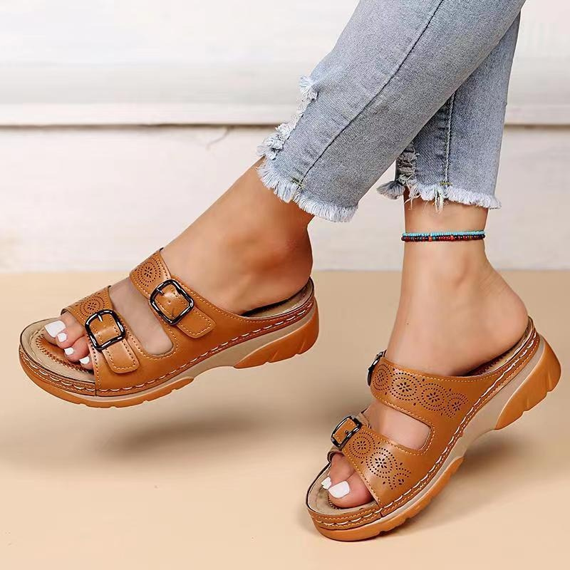 KROHN-E Damen Sandalen Verstellbar Komfort Riemen