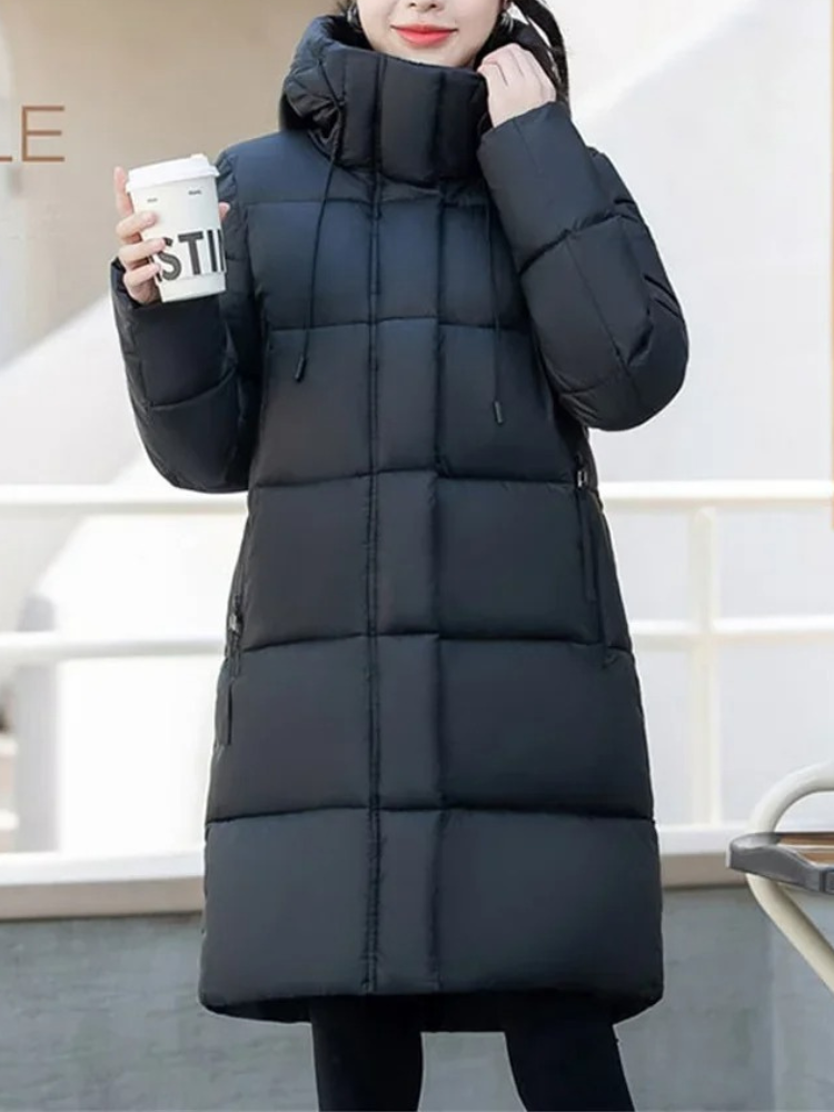 Krohn-e | Stylische Khakifarbene Pufferjacke mit Kapuze und Reißverschluss