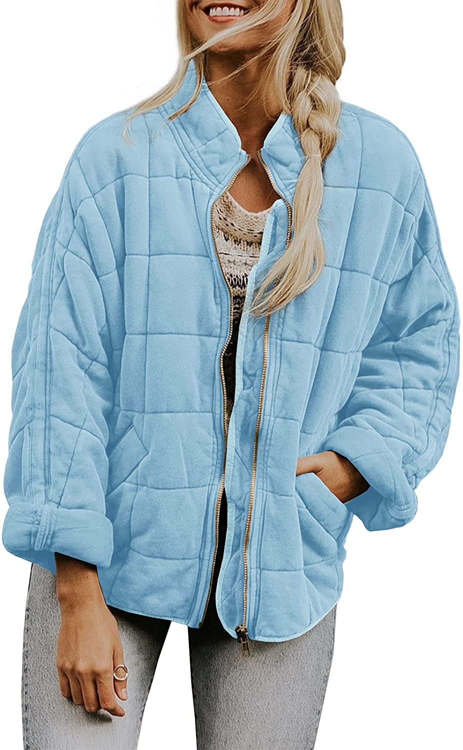 Krohn-e | Warm Plaid-Jacke mit Taschen für Frauen