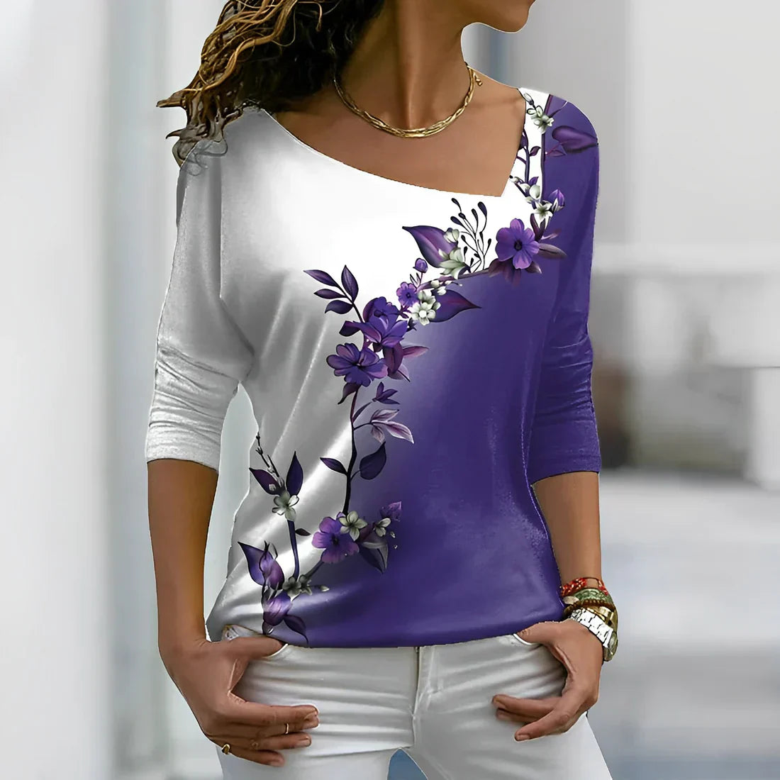 Octavia Art Shirt: Floral Contrast Colors