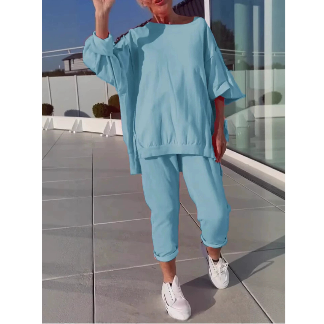 KROHN-E Damen Loungewear-Set Weicher Stoff Entspannte Passform
