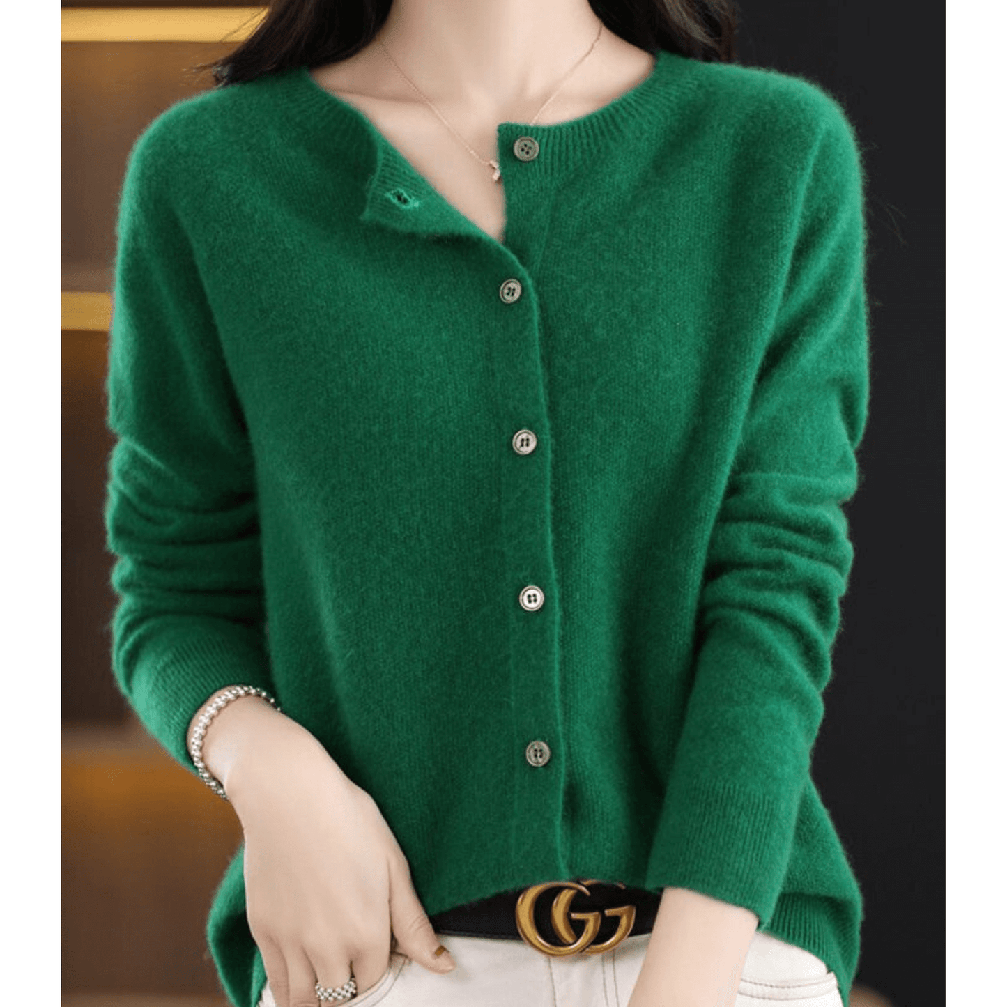 Krohn-e | Damen Feinstrickjacke Mit Rundhalsausschnitt