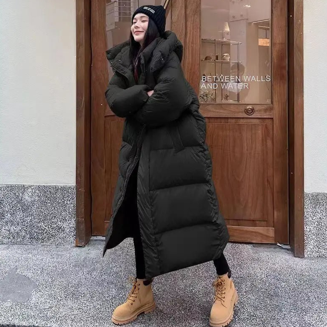 Krohn-e | Lange Winter Puffer Daunen Jacke - Kapuze