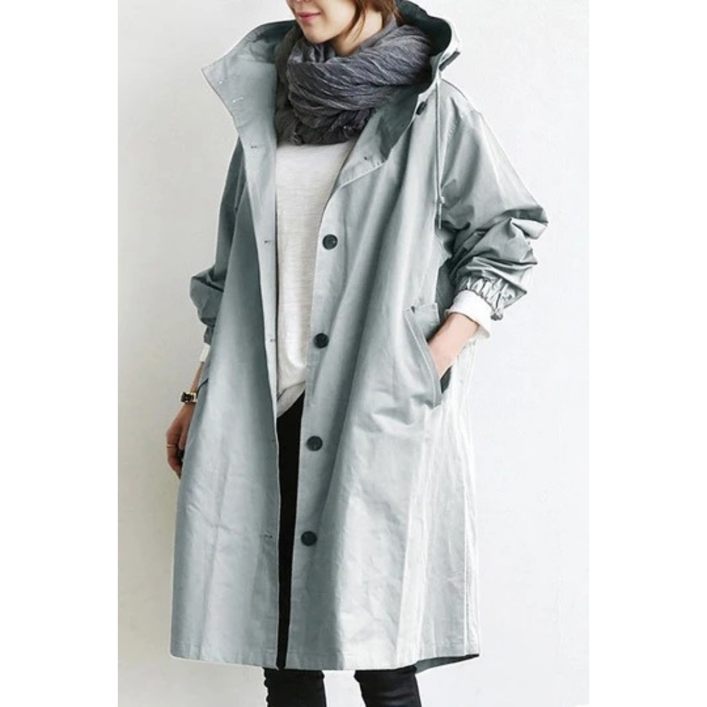 Krohn-e | stilvolle lange Damenjacke mit Kapuze