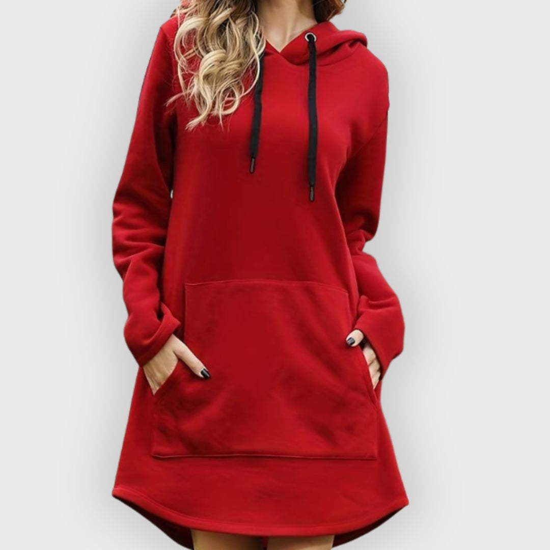 Krohn-e | Kapuzenpullover Kleid mit Kapuze und Kängurutasche