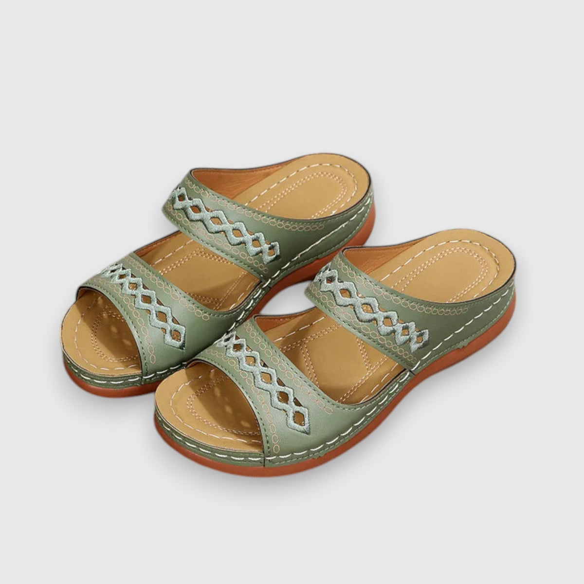 KROHN-E Damen Sandalen Wide-Fit verstellbare Riemen beige