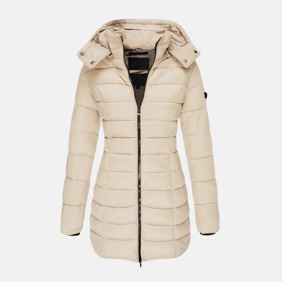 Krohn-e | Pufferjacke - Slim Fit - Gepolstert - Mittellang - Mit Kapuze und Rippbündchen
