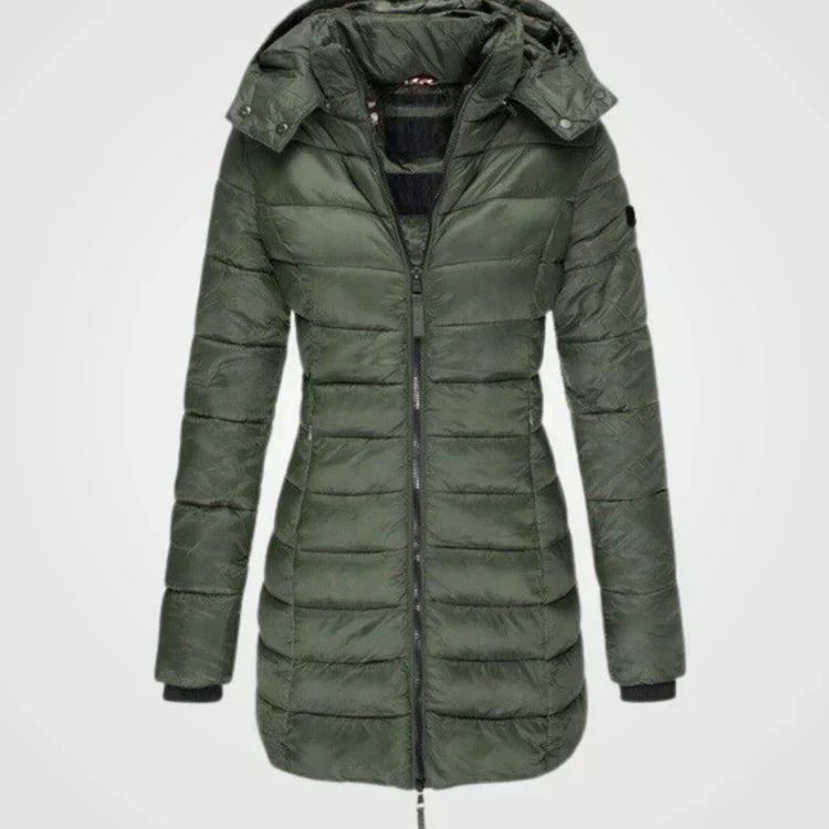 Krohn-e | Lange gesteppte Kapuzenjacke für Damen ideal für den Winter