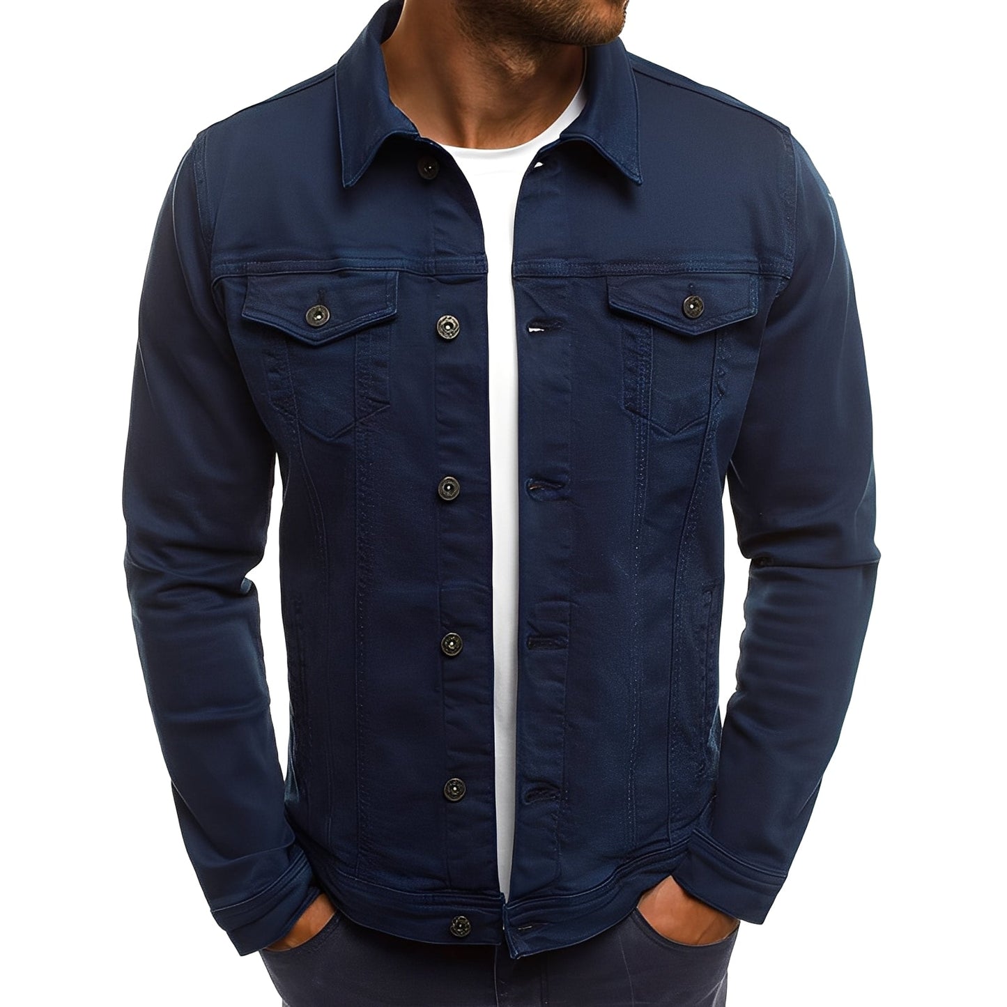 Krohn-e | Stylische Denimjacke mit Taschen für Männer